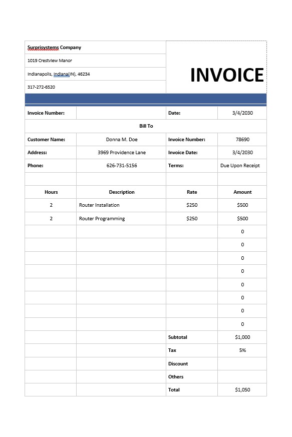 Computer Services Invoice Template PSD template